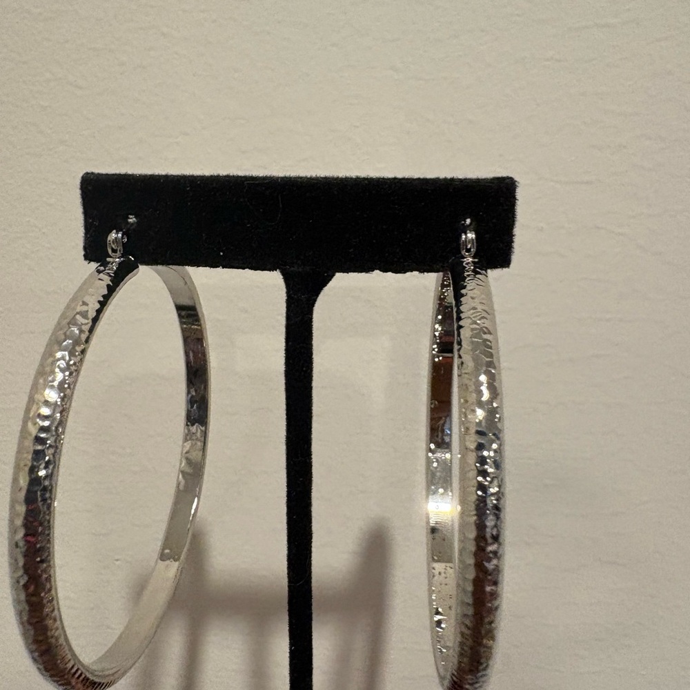 C Silver Hoop Earrings